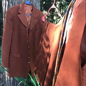 SoHo 3 Piece Zoot 7 Button Plaid Pinstripe Suit 44